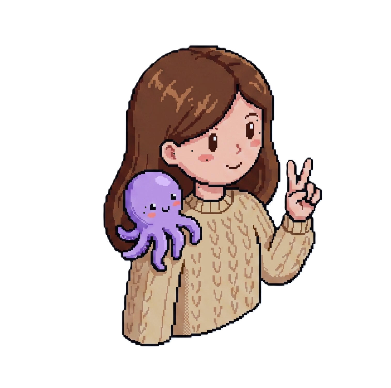 Tokiglot mascot, a girl with a small octopus friend